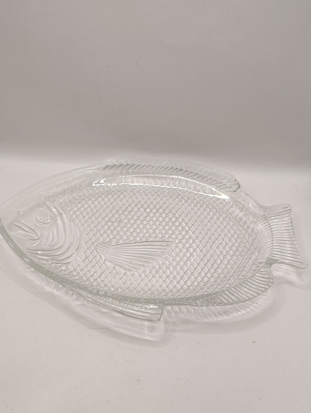 Vintage ARCOROC Clear Glass FISH SHAPED PLATTER Tray Made In FRANCE